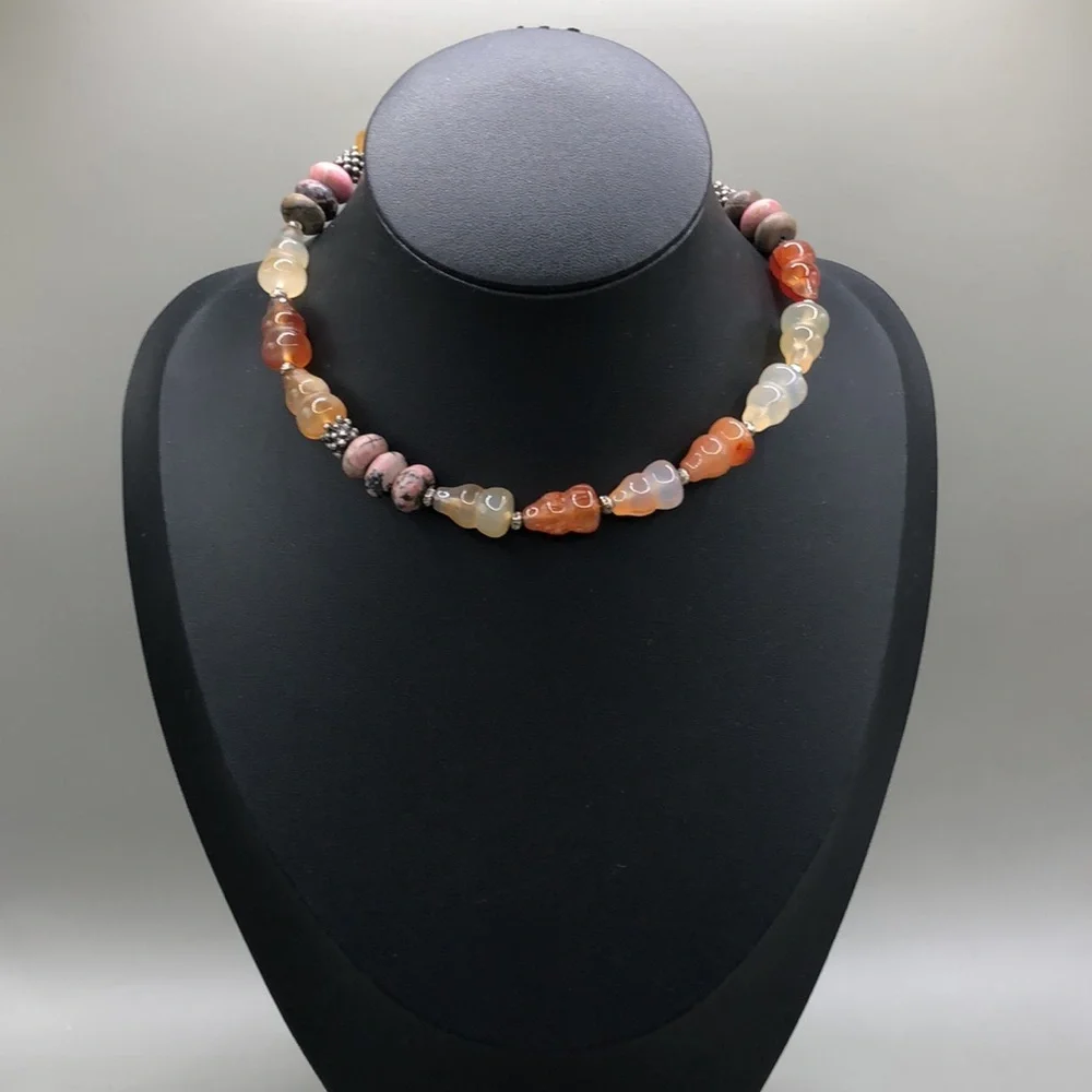 ARTISAN colorful stone/gemstone beads collar necklace boho.